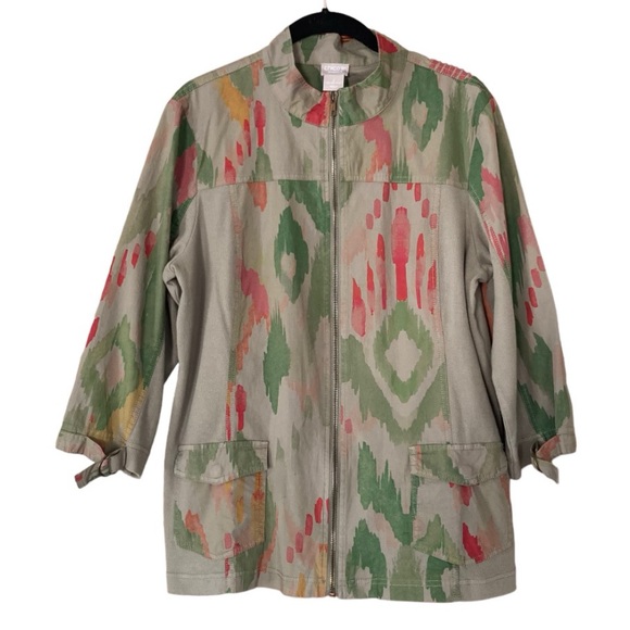 Chico’s Lightweight Abstract Blazer Jacket 3/4 Sleeve Size 2 US Large - Picture 2 of 9